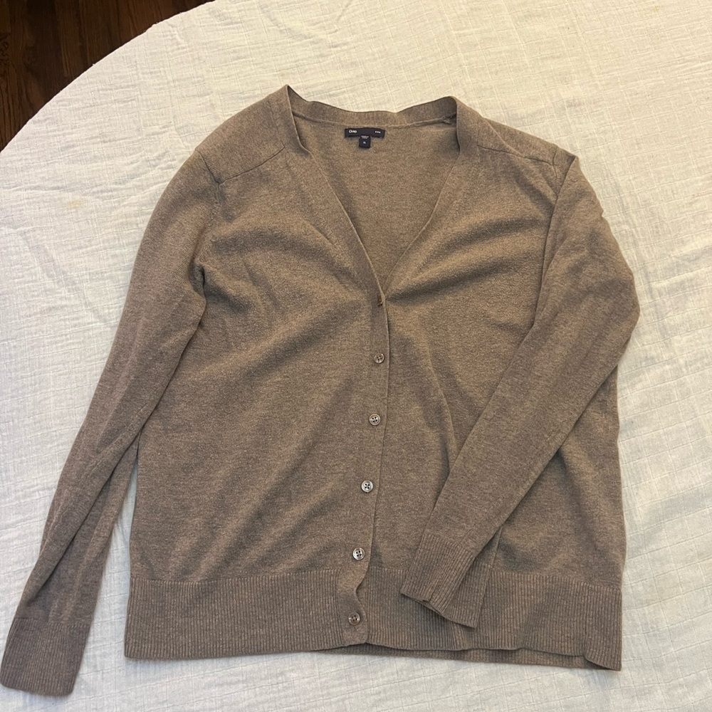 GAP Brown Button-Front V-Neck Cardigan